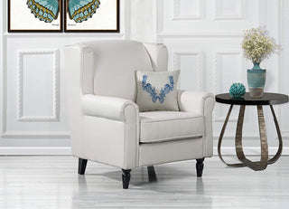 DIVANO ROMA FURNITURE Classic Scroll Arm Faux Leather Accent Chair