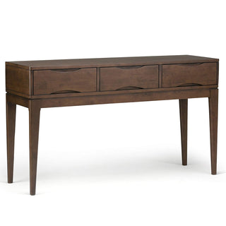 Simpli Home 3AXCHRP-03 Harper Solid Hardwood 54 inch wide Mid Century Modern Console Sofa Table in Walnut Brown